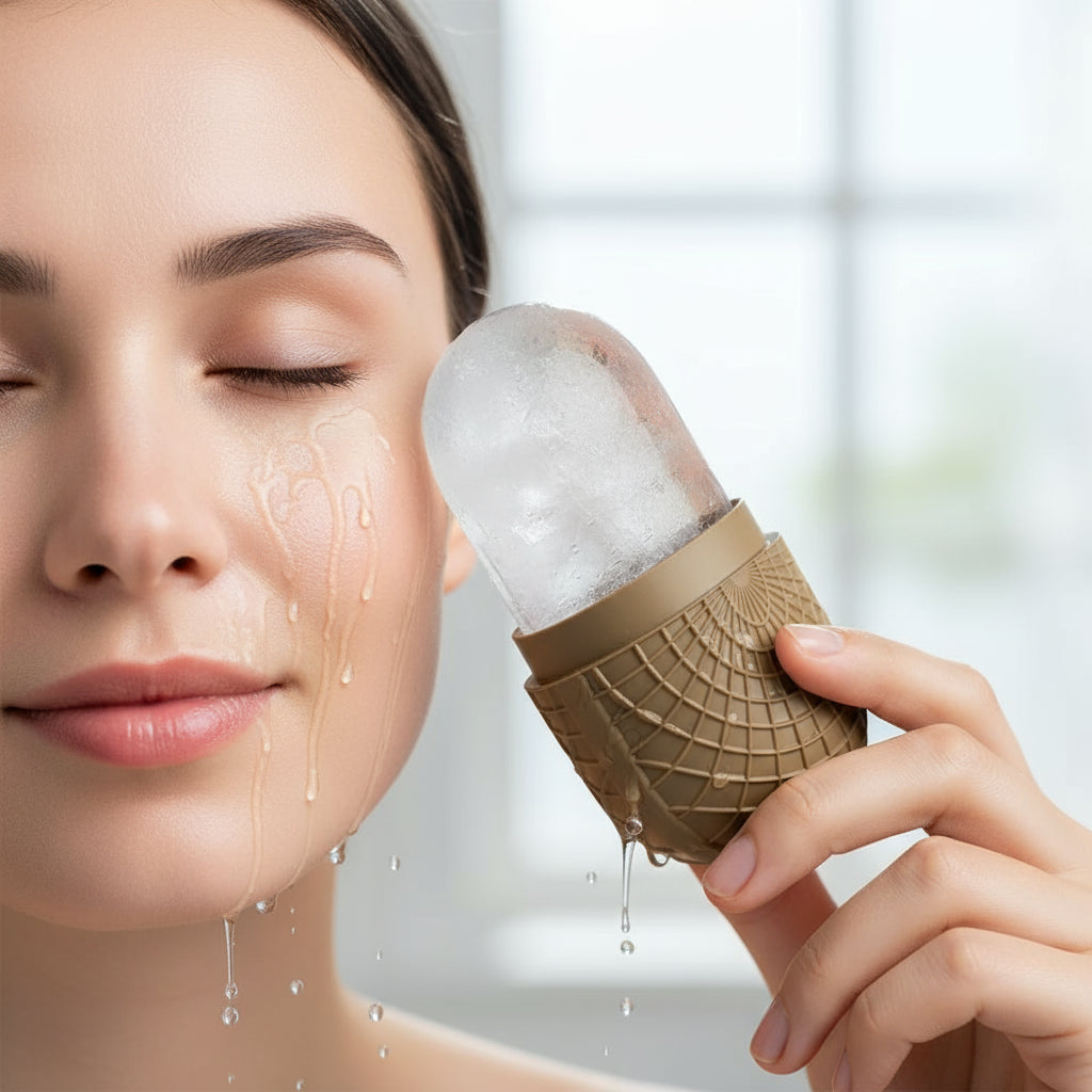 Product suitable for different skin care conditions with images of a woman, muscle soreness, compact skin, and sunburn.